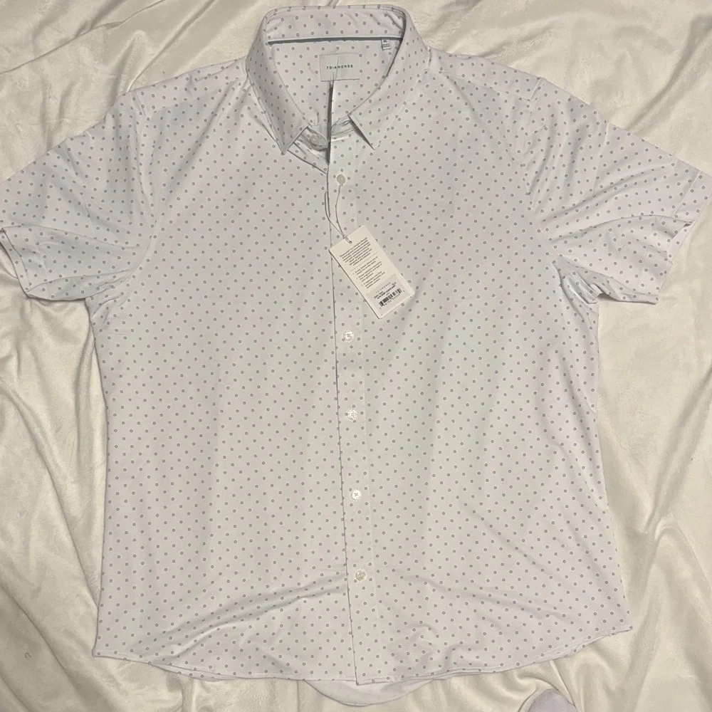 NWT 🔹7 Diamonds Men's White Short Sleeve Button-Down Shirt🔹 - Picture 5 of 9